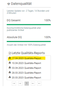 Screenshot DQ Report